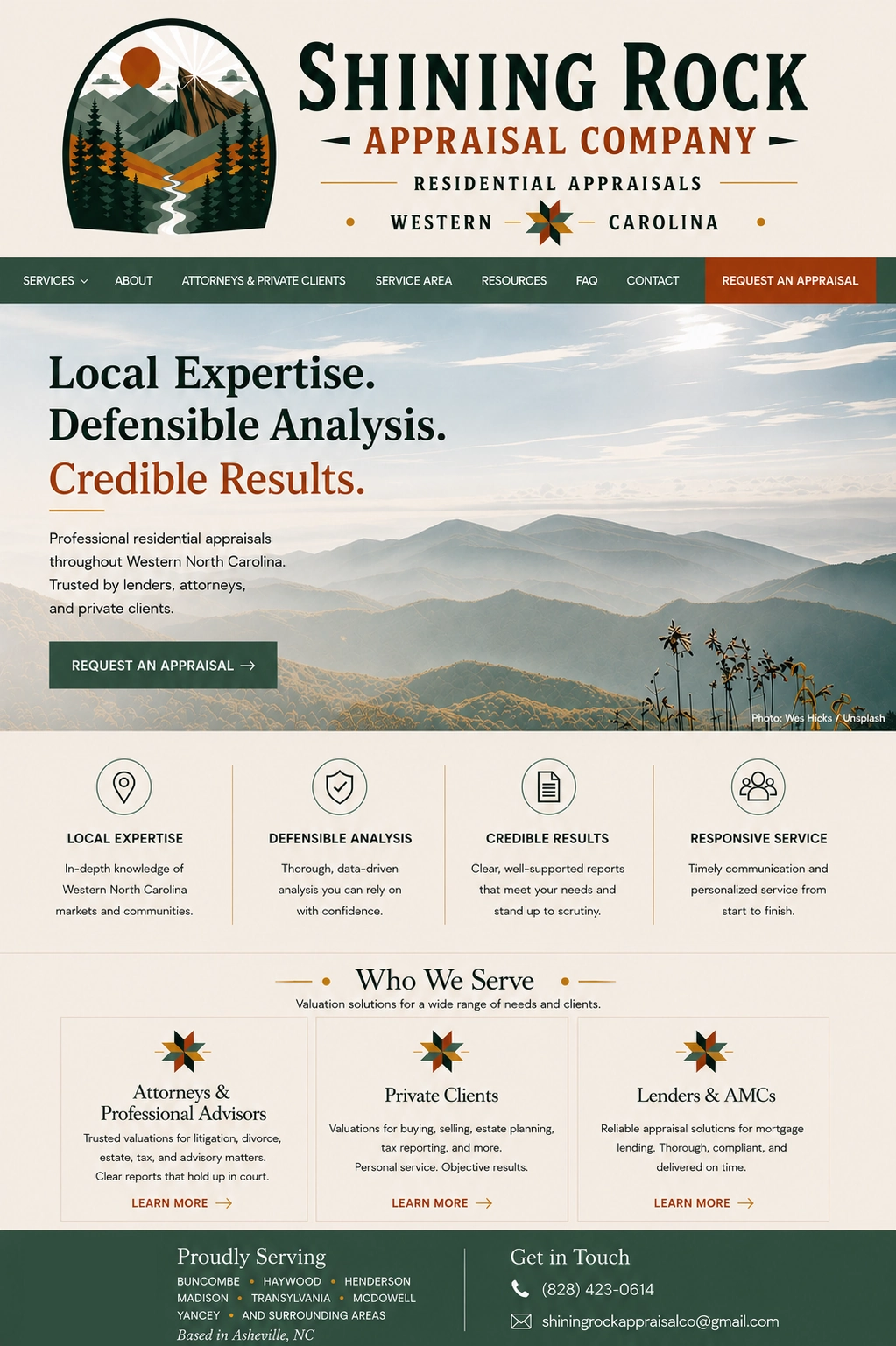 Shining Rock Appraisal Company homepage
